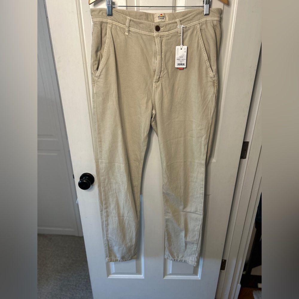 Marine Layer Men's Archive Linen Field Pants chinos - size 34 - Natural